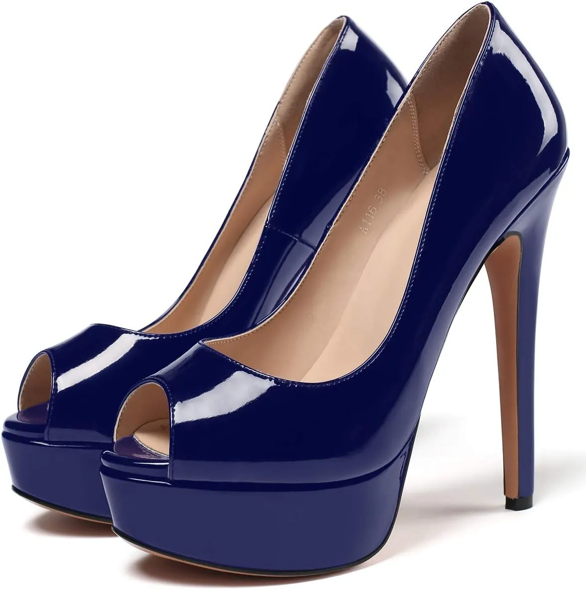 SAMMITOP Women's Peep Toe Pumps 6 Inch Stiletto High Heels Platform Pump Elegant Dress Shoes