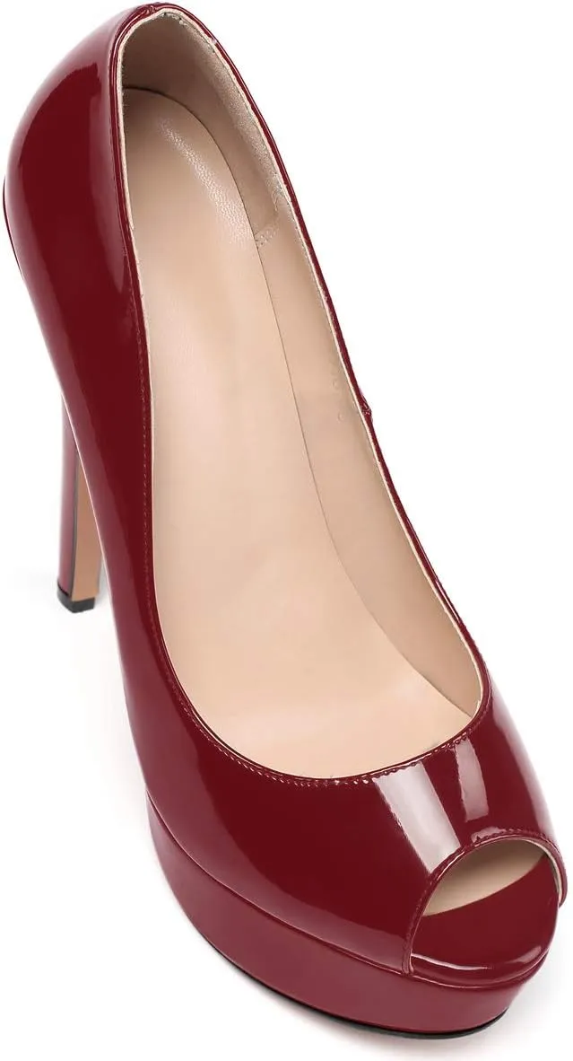 SAMMITOP Women's Peep Toe Pumps 6 Inch Stiletto High Heels Platform Pump Elegant Dress Shoes