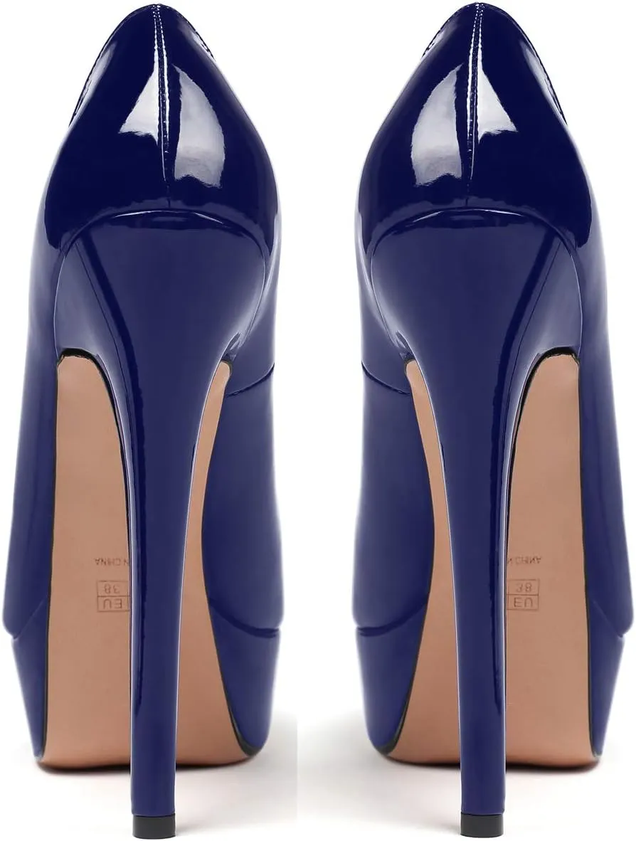 SAMMITOP Women's Peep Toe Pumps 6 Inch Stiletto High Heels Platform Pump Elegant Dress Shoes
