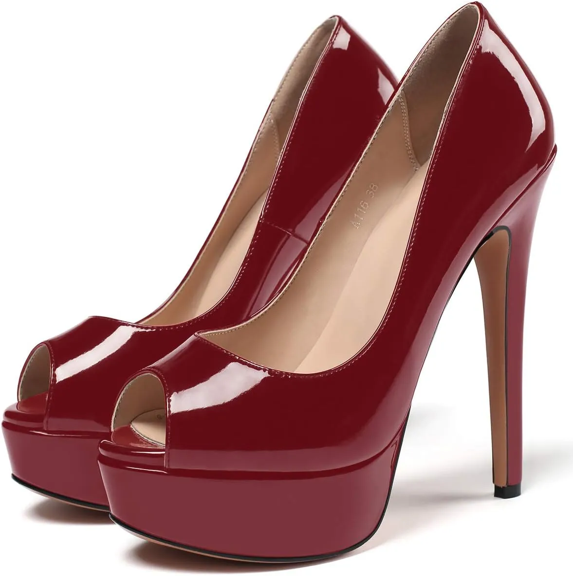 SAMMITOP Women's Peep Toe Pumps 6 Inch Stiletto High Heels Platform Pump Elegant Dress Shoes