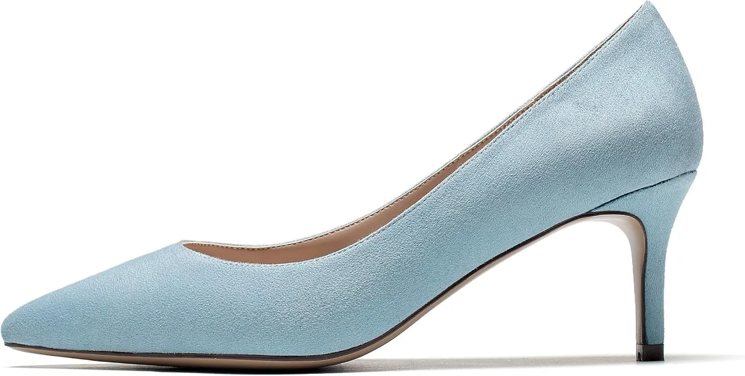 SAMMITOP Women's Pointed Toe Mid Heel Classic Pumps Slip On Elegant Formal Party Dress Shoes