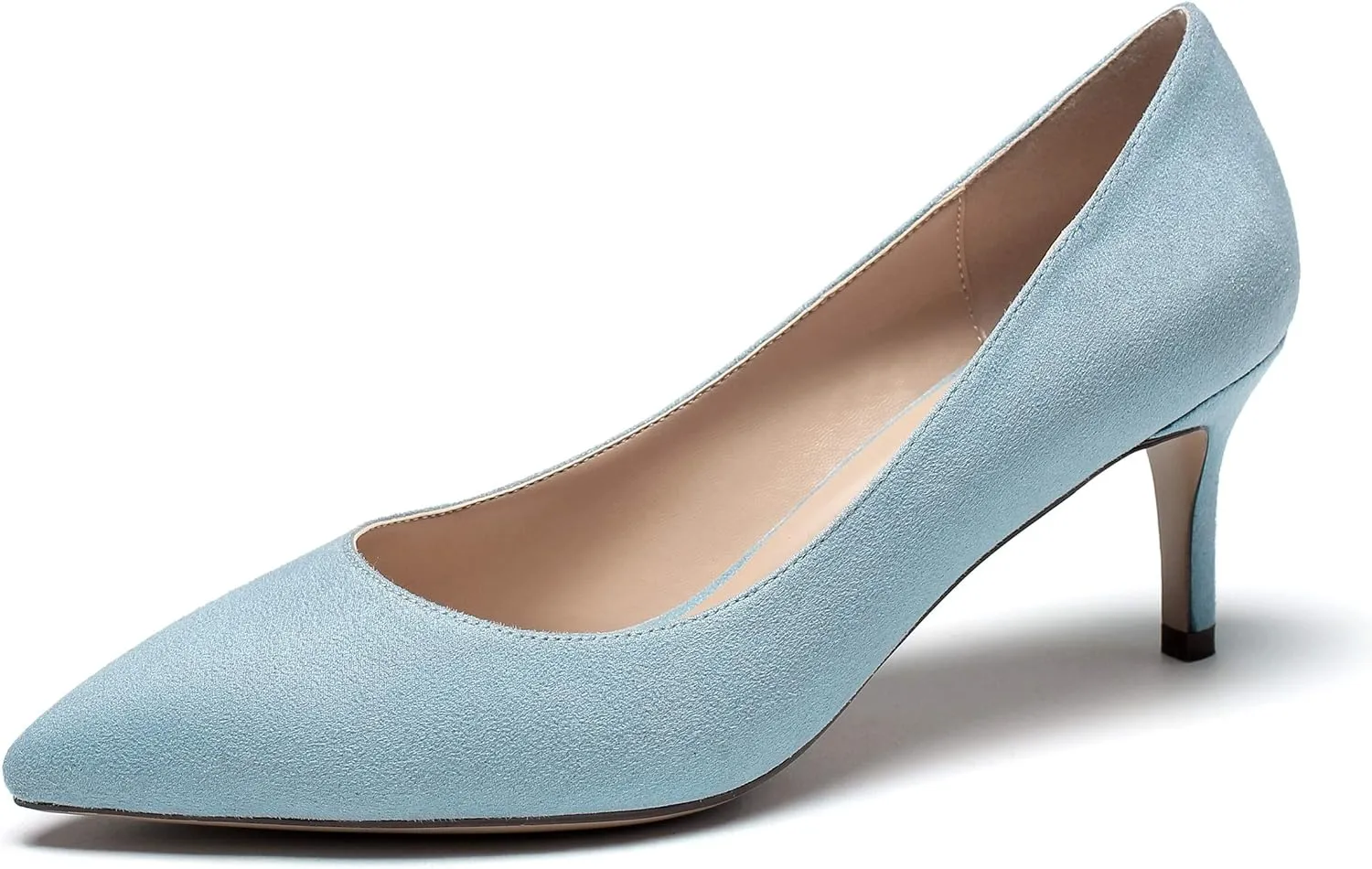 SAMMITOP Women's Pointed Toe Mid Heel Classic Pumps Slip On Elegant Formal Party Dress Shoes