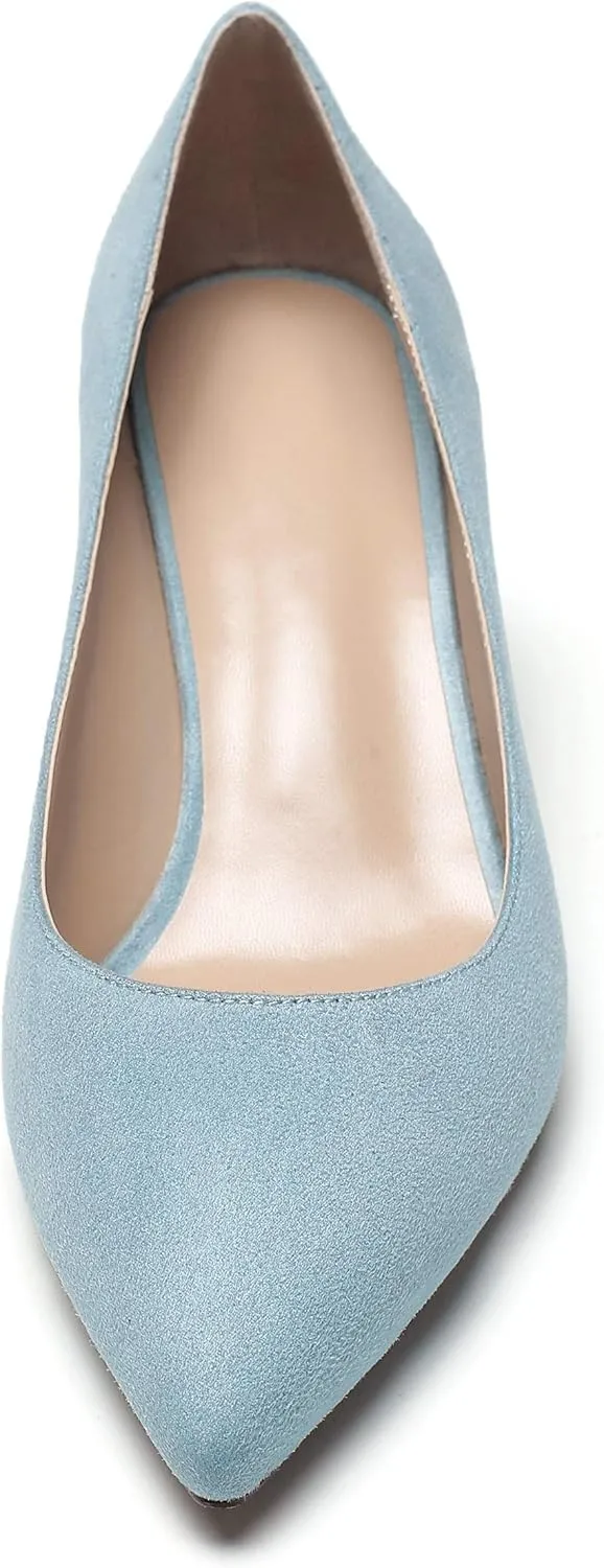 SAMMITOP Women's Pointed Toe Mid Heel Classic Pumps Slip On Elegant Formal Party Dress Shoes