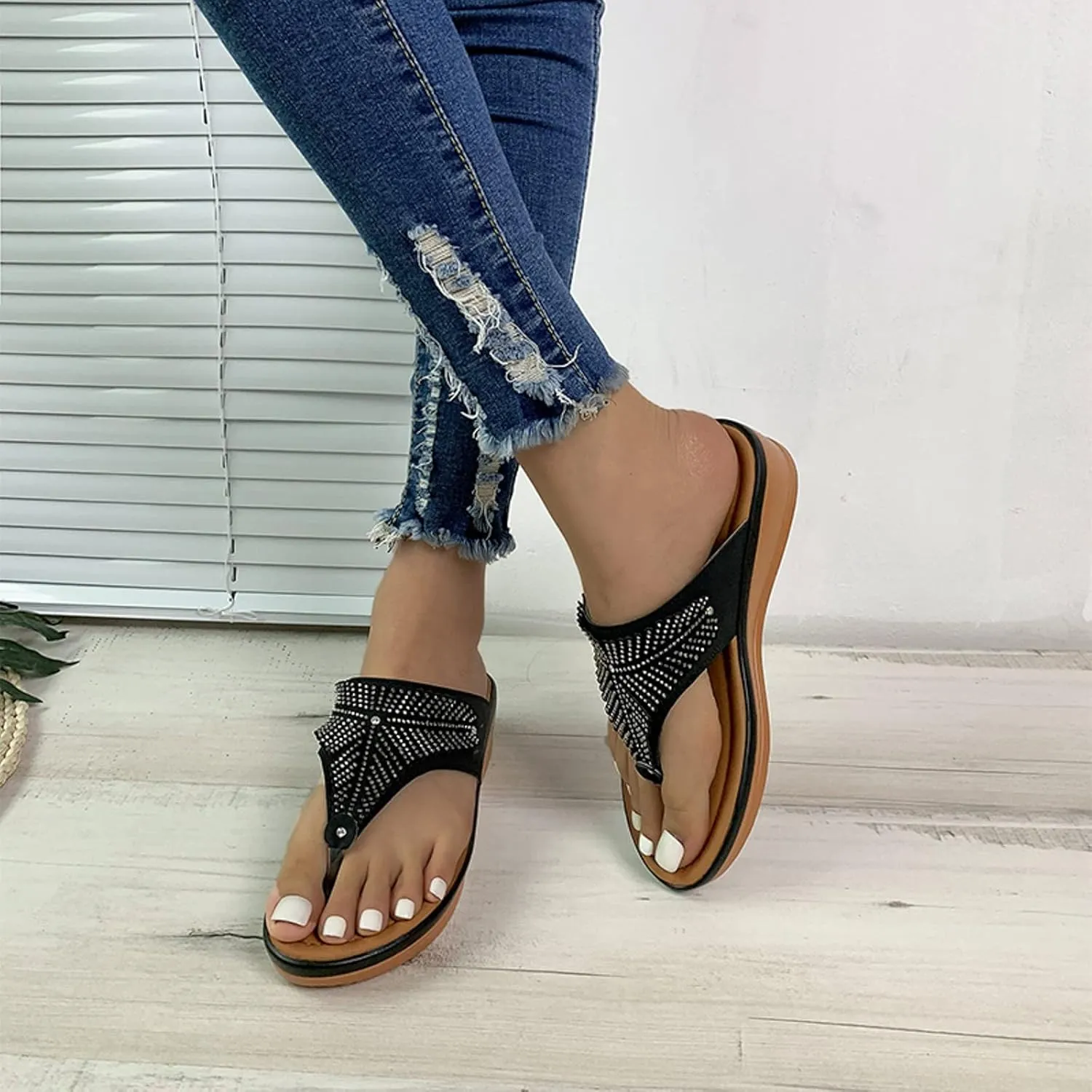 SBGMoSJ Slippers for Women Plantar Fasciitis Orthopedic Wedges for Women Comfortable Wedges for Women Soft High Heel Sandals for Women Comfortable Womens Flip Flops Gold Sandals Women