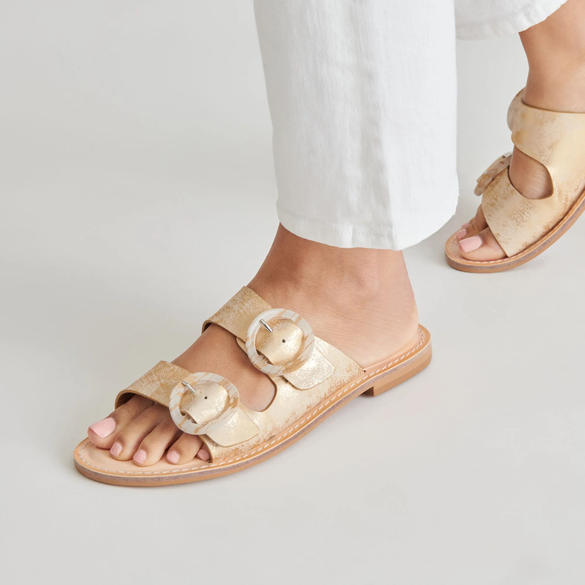 SECILY SANDALS LIGHT GOLD NUBUCK