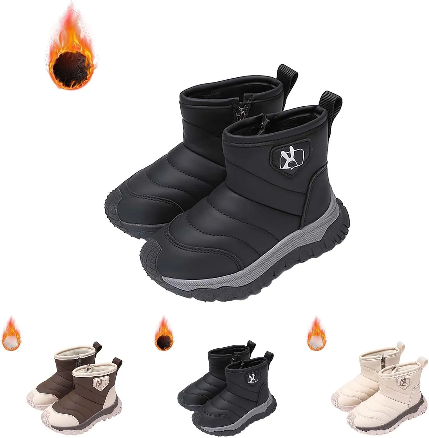 Snow Boots for Kids Comfortable Non Slip Plush Lining Big Boys Winter Boots Infant Walking Ankle Booties