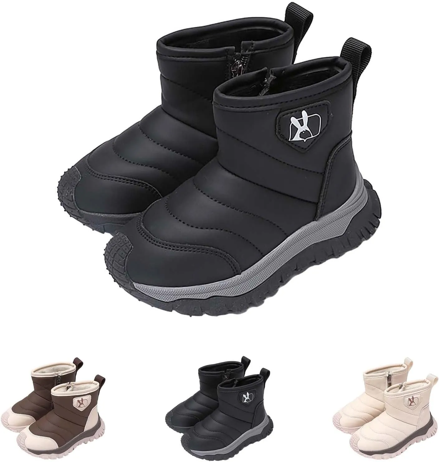 Snow Boots for Kids Comfortable Non Slip Plush Lining Big Boys Winter Boots Infant Walking Ankle Booties