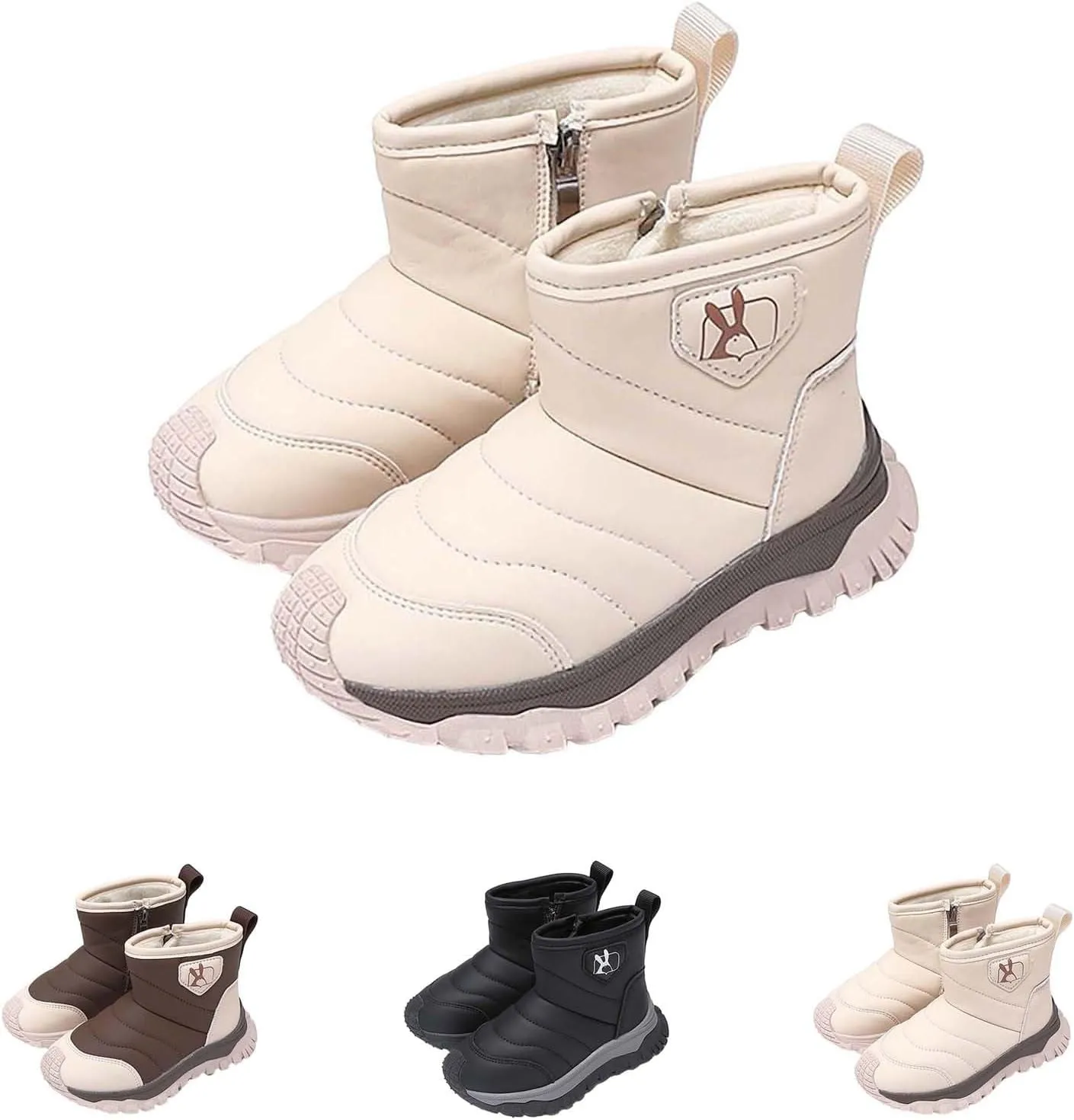 Snow Boots for Kids Comfortable Non Slip Plush Lining Big Boys Winter Boots Infant Walking Ankle Booties