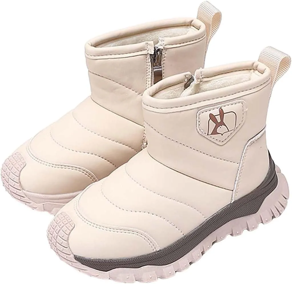 Snow Boots for Kids Comfortable Non Slip Plush Lining Big Boys Winter Boots Infant Walking Ankle Booties