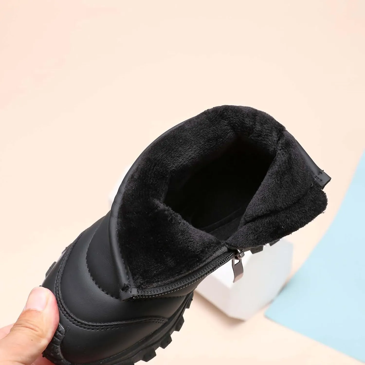 Snow Boots for Kids Comfortable Non Slip Plush Lining Big Boys Winter Boots Infant Walking Ankle Booties