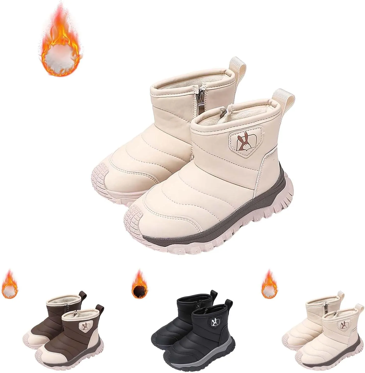 Snow Boots for Kids Comfortable Non Slip Plush Lining Big Boys Winter Boots Infant Walking Ankle Booties