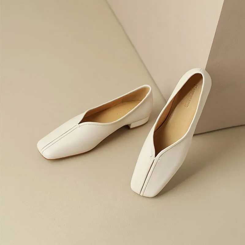 Soft Leather Slip On Loafers in Apricot/Black/Brown