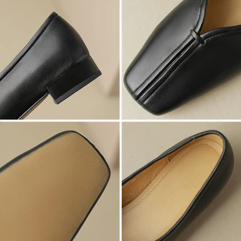Soft Leather Slip On Loafers in Apricot/Black/Brown