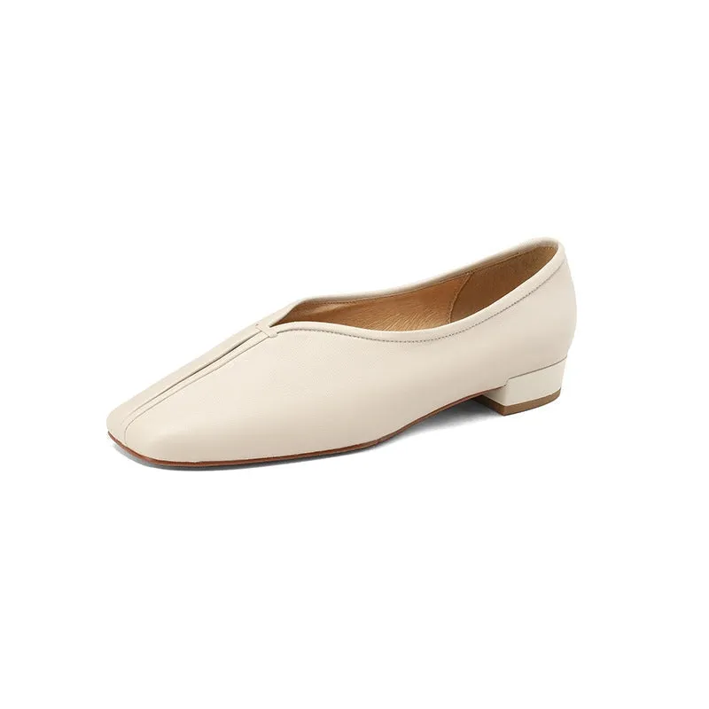 Soft Leather Slip On Loafers in Apricot/Black/Brown