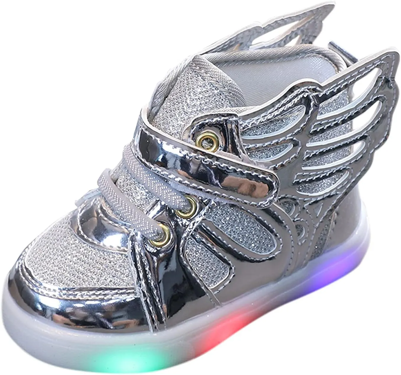 Toddler Girls Light Up Sequins Running Shoes Slip On Flashing Casual Shoes Girls High Top Sneakers Boys School Shoes