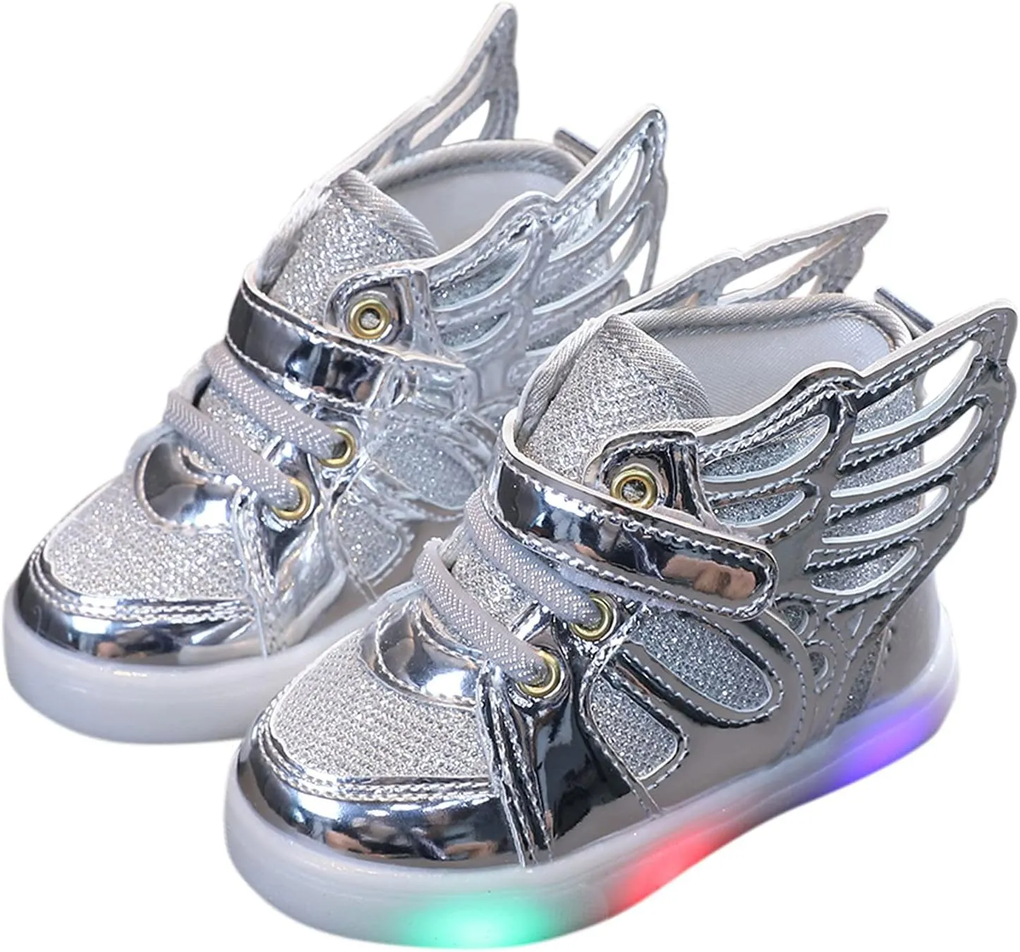 Toddler Girls Light Up Sequins Running Shoes Slip On Flashing Casual Shoes Girls High Top Sneakers Boys School Shoes