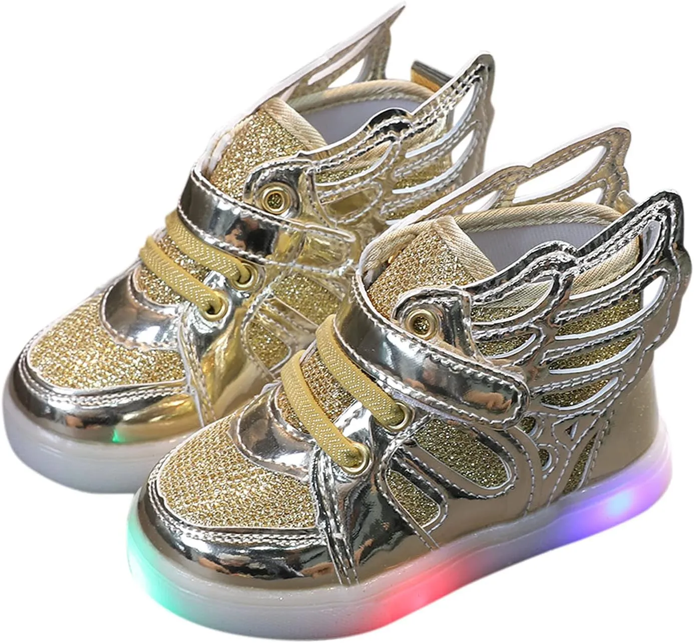 Toddler Girls Light Up Sequins Running Shoes Slip On Flashing Casual Shoes Girls High Top Sneakers Boys School Shoes