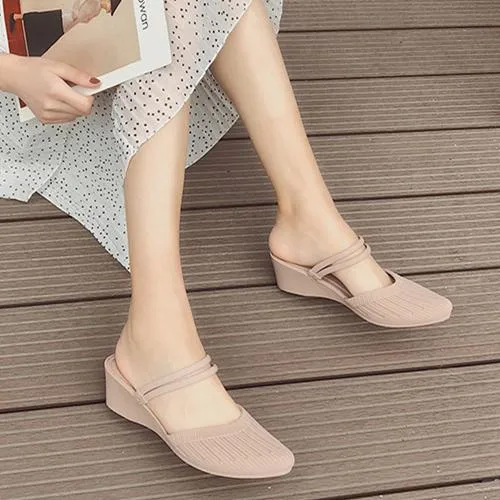 Women's fashion wedge mules slip-on