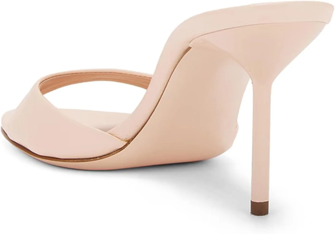 Womens Heeled Mules Round Peep Toe Stiletto High Heels Slip on Backless Summer Mules