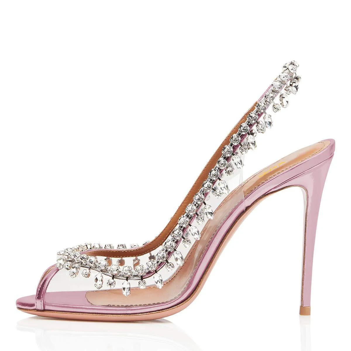Women's peep toe rhinestones clear wedding high heels