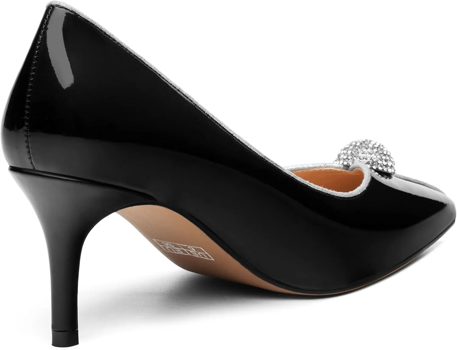 Women's Pointed Toe Heels for Women Stiletto Kitten Heel Slip-on Patent Pumps Elegant Dress Party Wedding Rhinestones Shoes 2.5 inch
