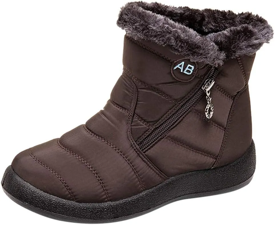 Womens Warm Boots Fur Lined Winter Snow Boots Waterproof Ankle Boots Outdoor Booties Comfortable Shoes for Women