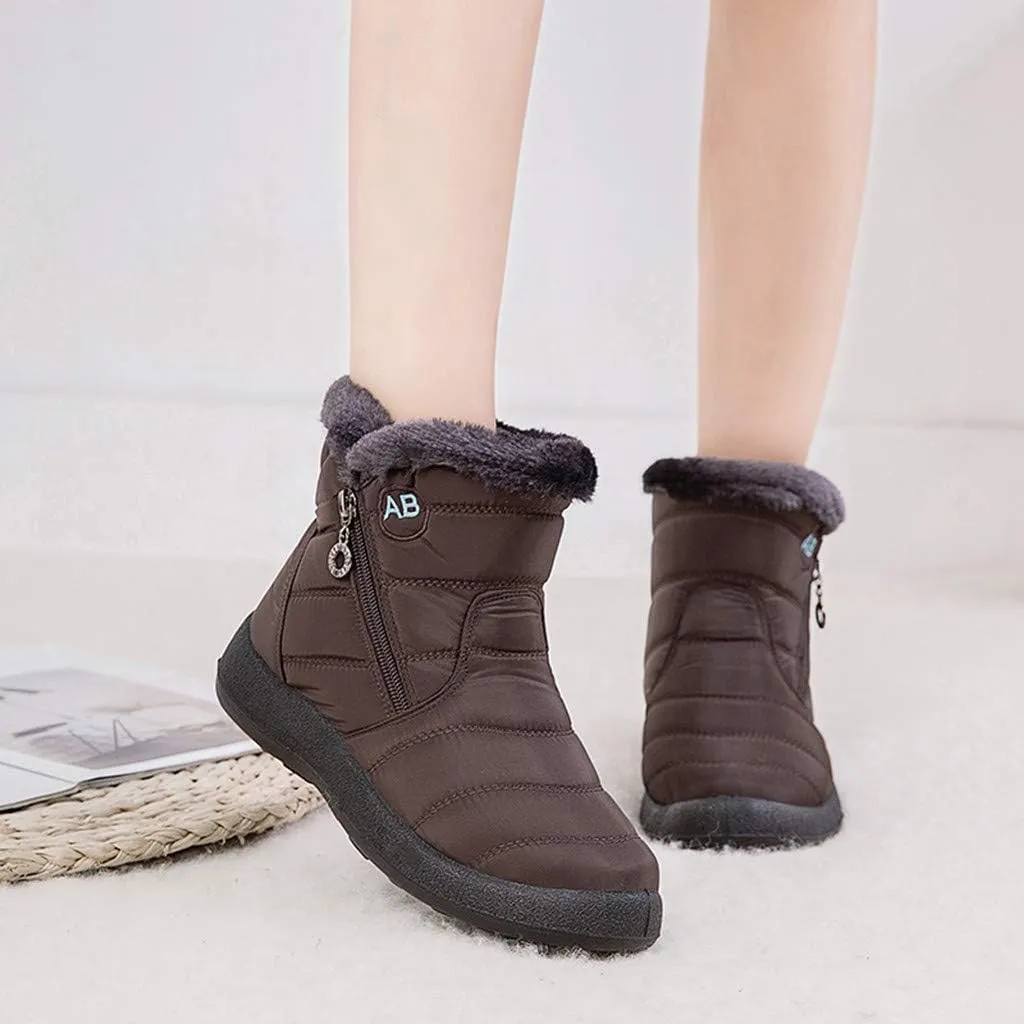 Womens Warm Boots Fur Lined Winter Snow Boots Waterproof Ankle Boots Outdoor Booties Comfortable Shoes for Women