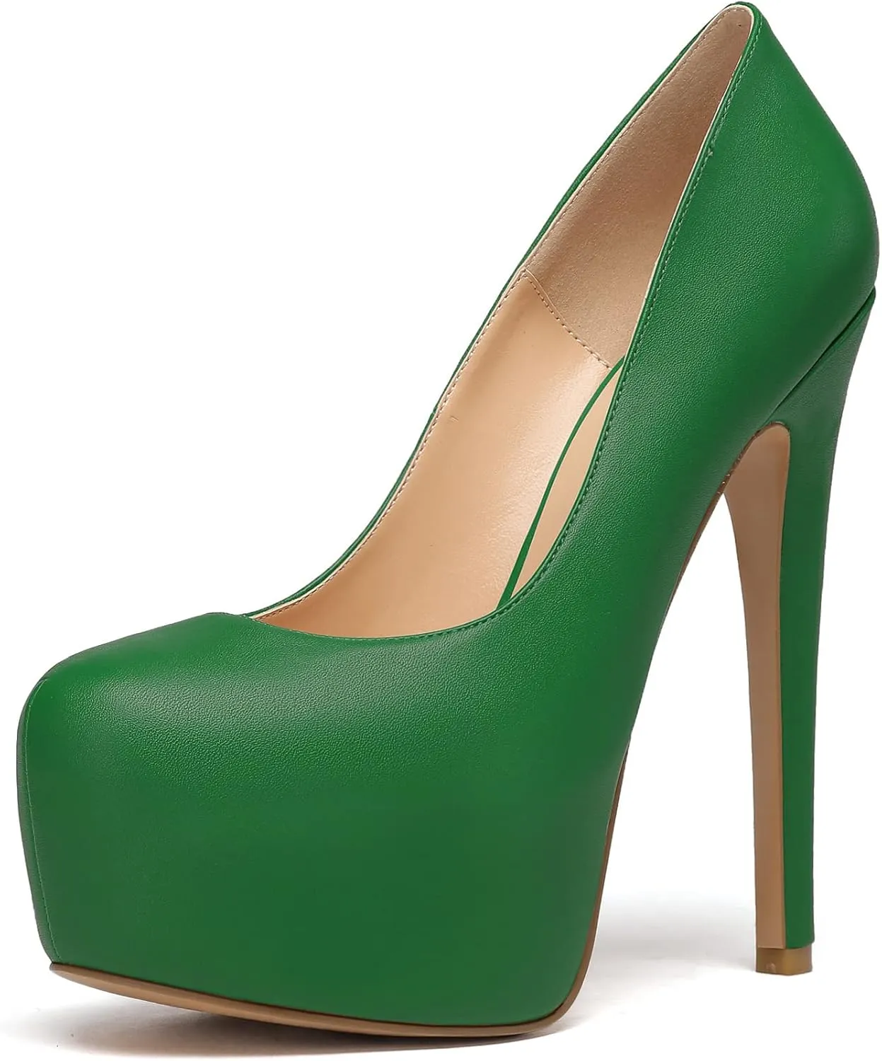 YODEKS Women's Round Toe Platform High Heels Pumps Slip On Elegant Dress Shoes