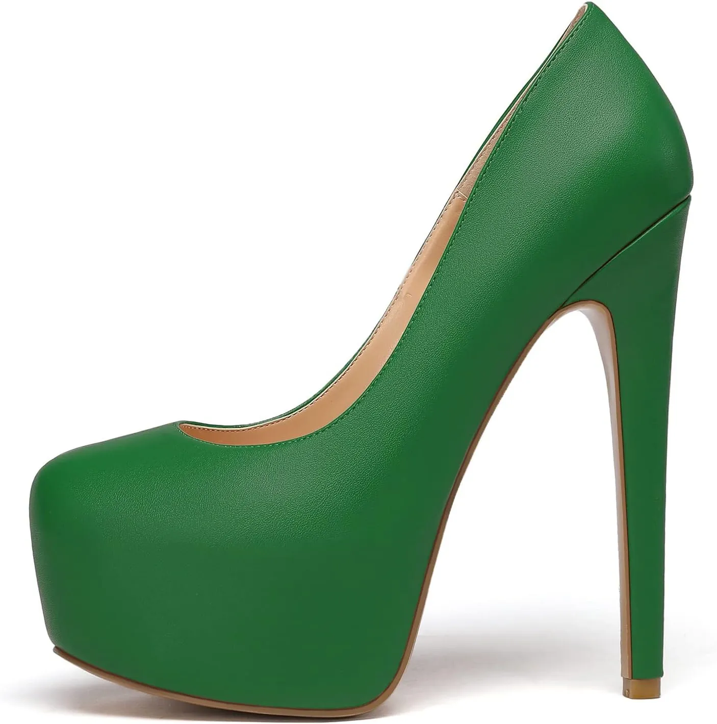YODEKS Women's Round Toe Platform High Heels Pumps Slip On Elegant Dress Shoes